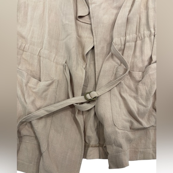 NEW! Easel Linen Blend Utility Belted Lightweight Coat Camel Blush Pink Small - Picture 9 of 11